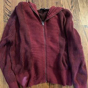 Urban maroon hooded zip sweater
